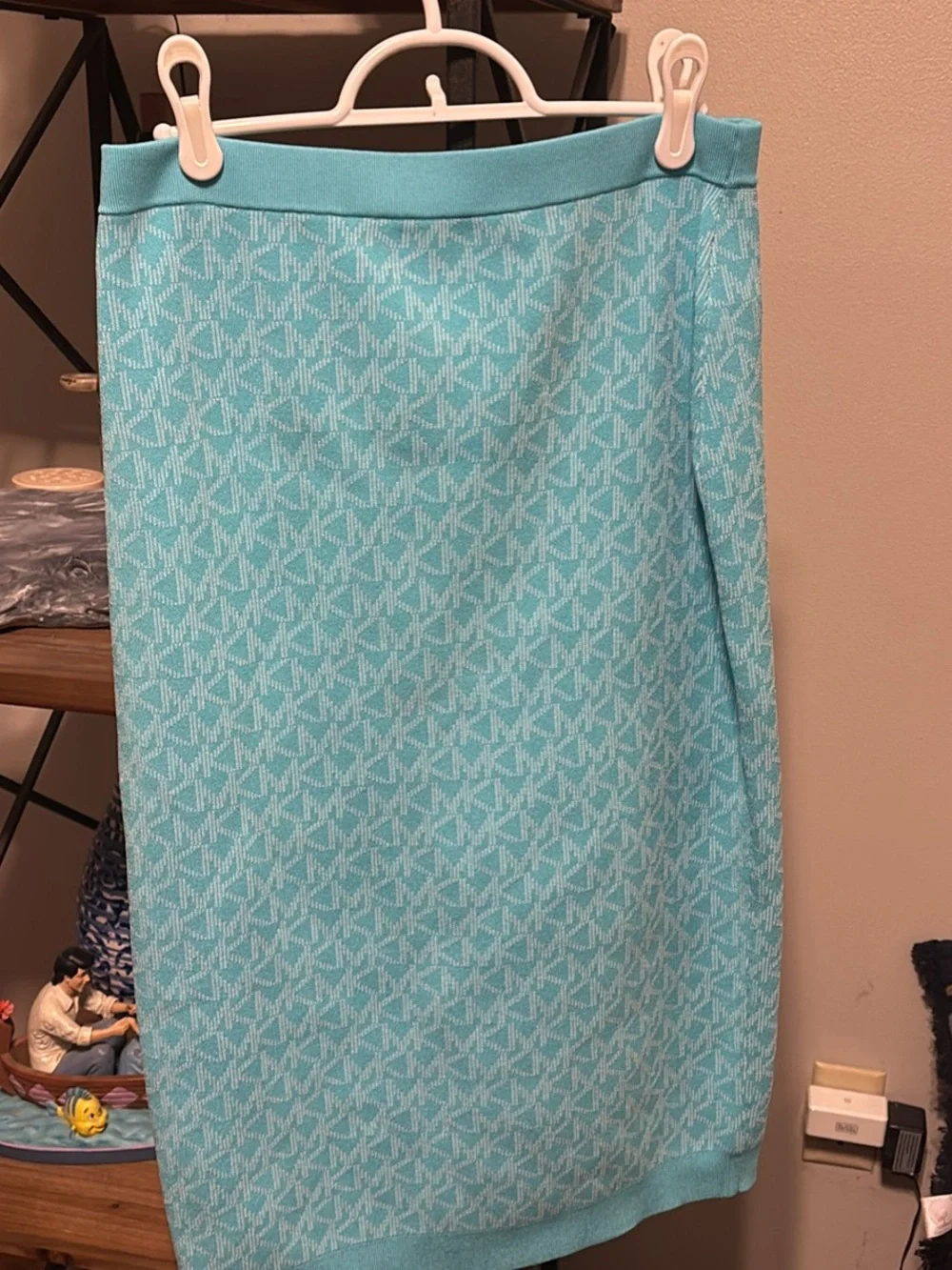 MICHAEL Michael Kors Aqua Blue Logo Knit Maxi Skirt